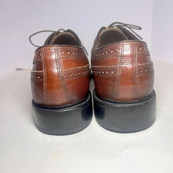 Vintage Florsheim Longwing 76638 Brogue Oxford Pebbled Red 